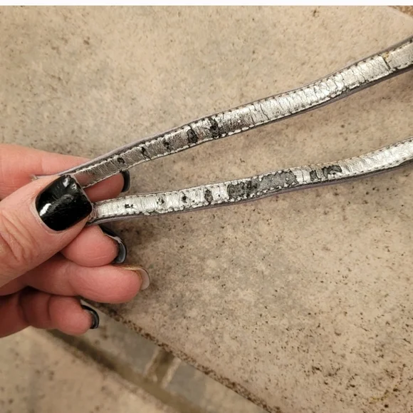 Nina Silver Metallic Satin Sandals Heels Sz 6.5 - Picture 15 of 15